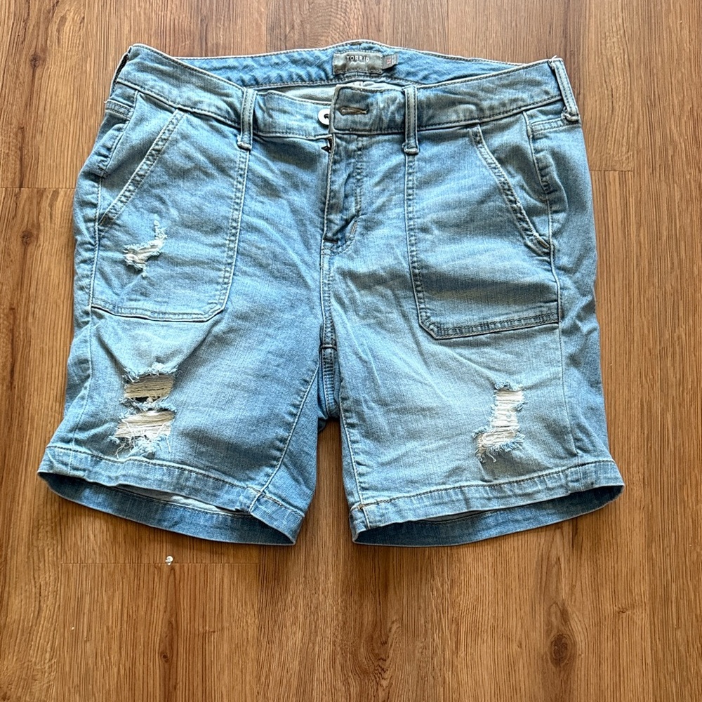 Torrid Light Blue Distressed Jean Shorts